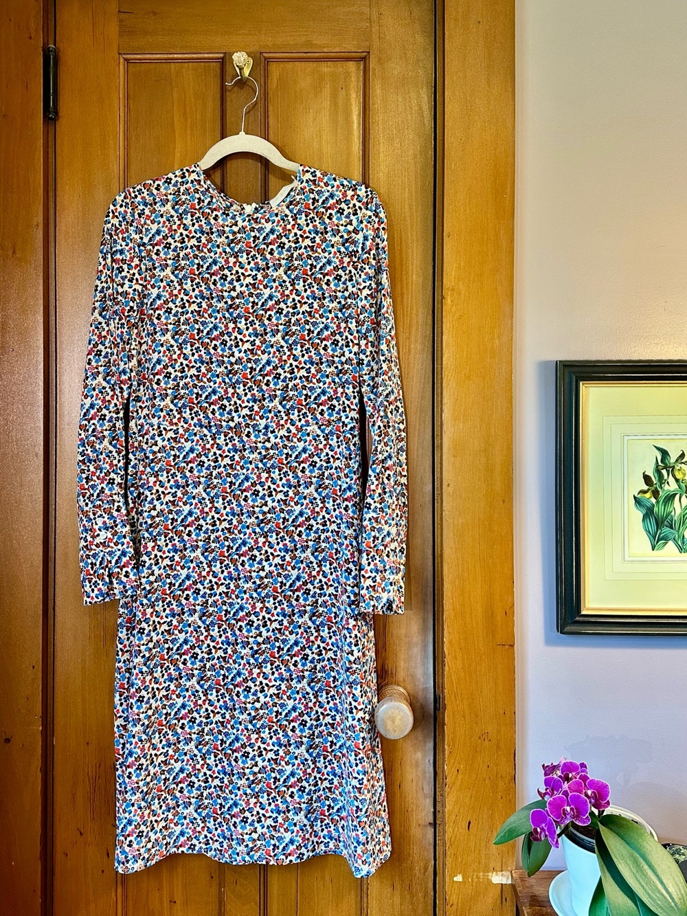 Silk Tory Burch Floral Long-Sleeve Dress